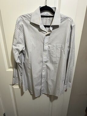 Brooks Brothers Men's Stripe Dress Shirt - Light Blue & Yellow size 15 1/2-33